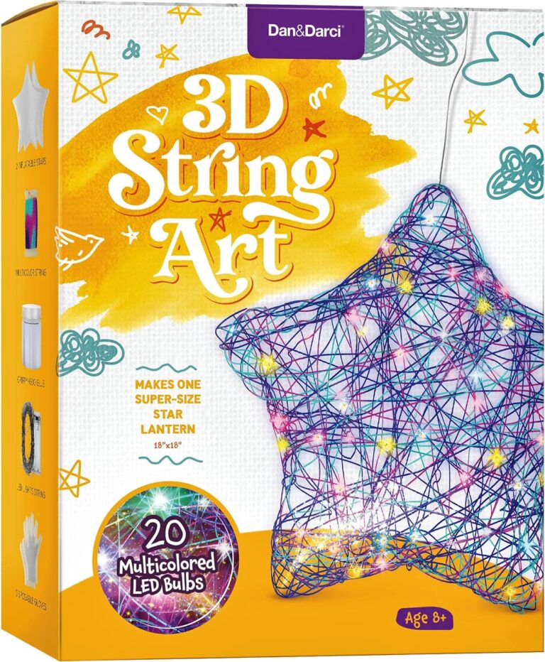 Dan&Darci 3D Light Up String Art Kit for Kids – Star Lantern Making Kit w/ 20 LEDs – Kids Easter Gifts – Crafts Set for Girls and Boys Ages 8-12 Kid – Kits for Age 8, 9, 10, 11, 12 Year Old Girl Gift