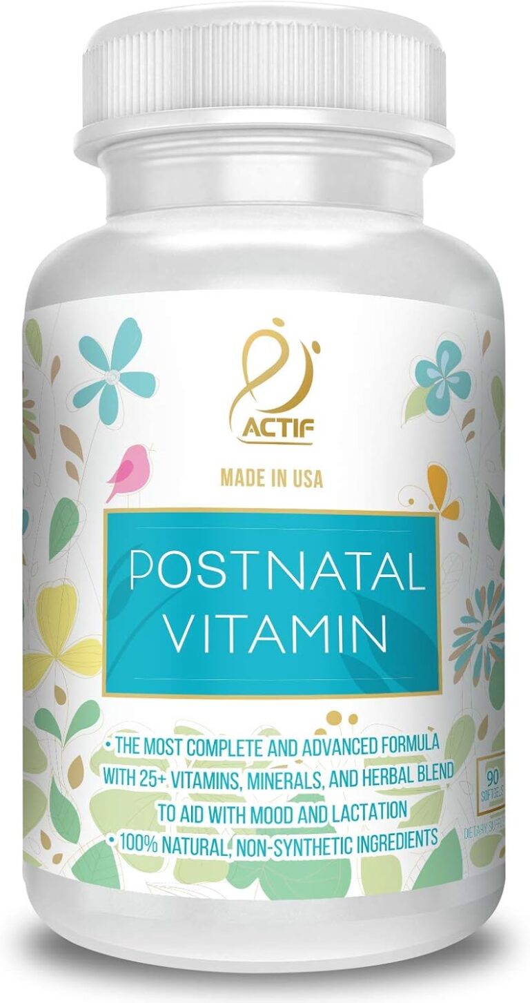 ACTIF Postnatal Vitamin with 25+ Organic Vitamins and Organic Herbs, Nursing and Lactation Supplement, Supports Baby’s Brain Development, Non-GMO, Made in USA, 90 Count